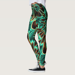 Leggings Cintas muy crocadas acuamarina y manglares de café