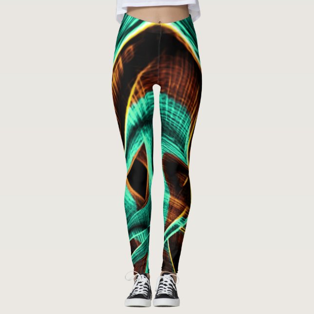 Leggings Cintas muy retorcidas de aguamarina y de café (Anverso)