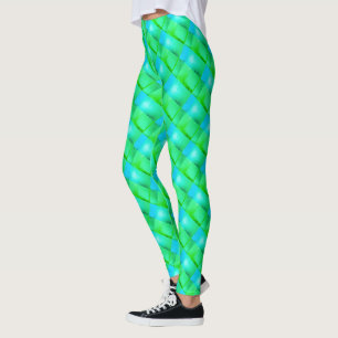 Leggings ¿Cintas trenzadas o placas azules y verdes irregul