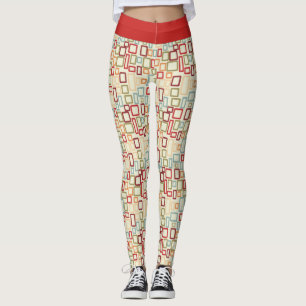 Leggings Cinturilla Roja con Patrón de Cuadrados >Leggings