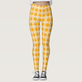 Leggings Cinturón de Plaid de Conciencia de Leucemia Naranj
