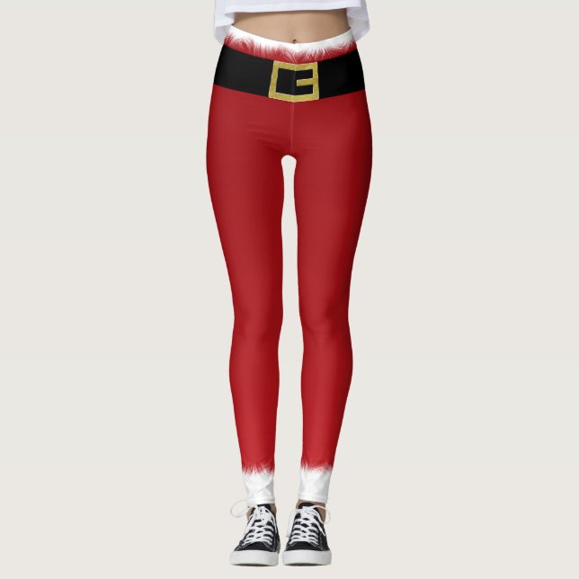 Leggings Cinturón de Santa Claus rojo y Navidades de feriad (Anverso)