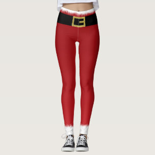 Leggings Cinturón Rojo de Santa Claus y Festejo Navideño de