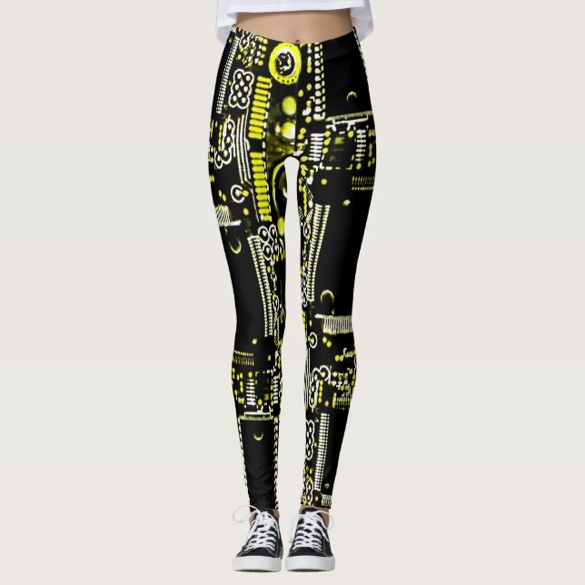 Leggings Circuito amarillo 2 en todas las piernas (Anverso)