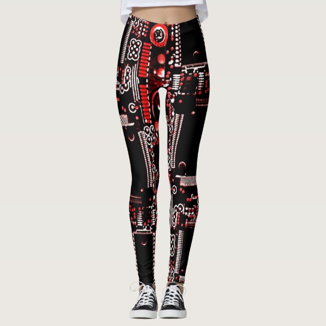 Leggings Circuito rojo 2 en todas las piernas (Anverso)