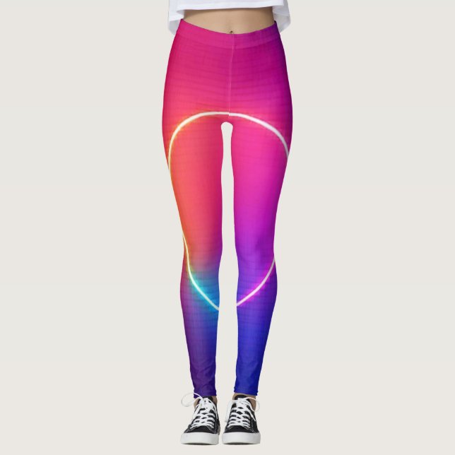 Leggings Círculo de brillo de neón Arte abstracto (Anverso)