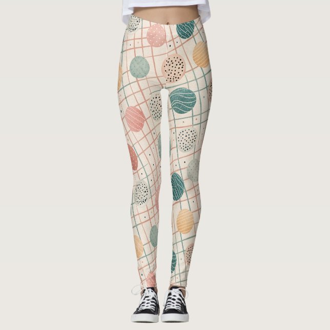 Leggings Círculo geométrico retro | Abstracto de mediados d (Anverso)