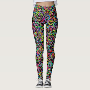 Leggings círculos 3D en las polainas negras del fondo