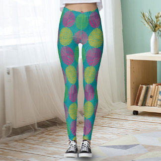 Leggings Círculos abstractos geométricos coloridos sobre az