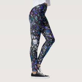 Leggings Círculos azules, púrpuras y negros a mano, locos