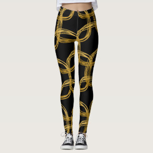 Leggings Círculos de garabato dorado modernos y elegantes, 