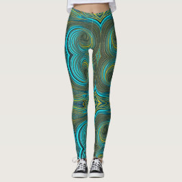 Leggings Círculos de oro verde turquesa negro