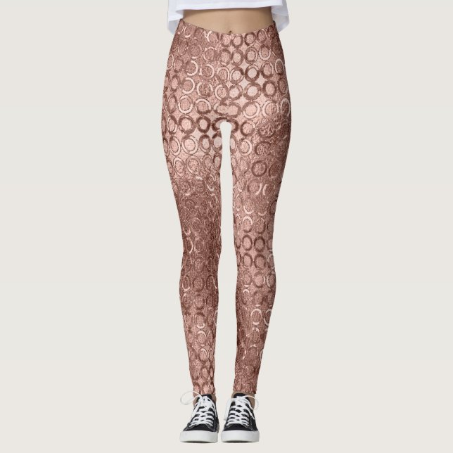 Leggings Círculos dorados rosados brillantes lujo rosa dest (Anverso)