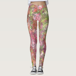 Leggings Círculos en rosa y verde Resumen de arte