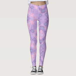 Leggings Círculos Esferas Lavanda Piernas Azules Rosa