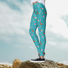 Leggings Círculos geométricos coloridos modernos sobre turq