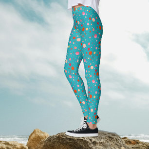 Leggings Círculos geométricos coloridos modernos sobre turq