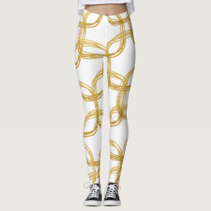 Leggings Círculos Modernos Chic de Garabatos Dorados Elija