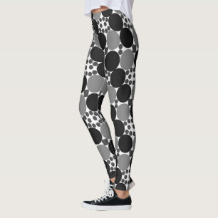 Leggings Círculos Monocromos: Resumen Blanco Negro Y Gris,