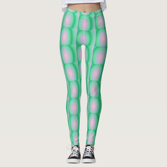Leggings Círculos negrita verdes y rosados (Anverso)
