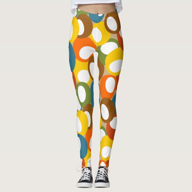 Leggings Círculos olivos de los años 1970 (Anverso)