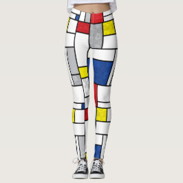 Leggings Círculos Retro Mondrian Minimalista Arte Mod De St
