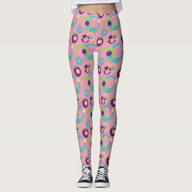 Leggings Círculos rosados divertidos (Anverso)