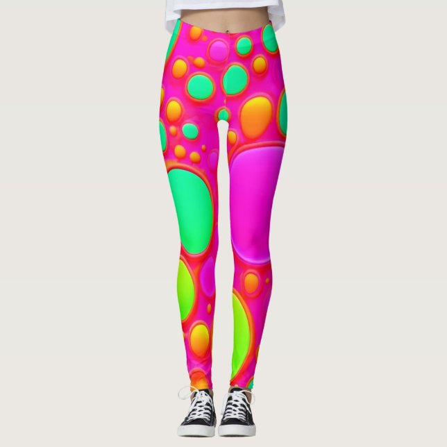 Leggings Círculos rosados y verdes (Anverso)