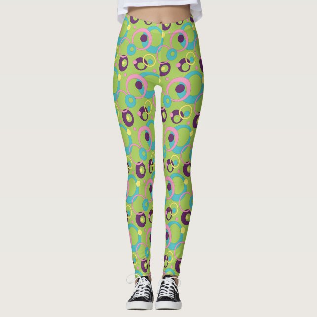 Leggings Círculos verdes divertidos (Anverso)
