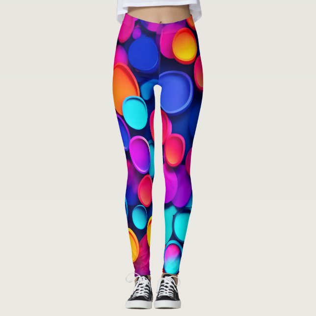 Leggings Círculos vibrantes resumen arte (Anverso)