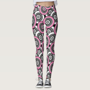 Leggings Círculos y anillos patrón geométrico en blanco y n