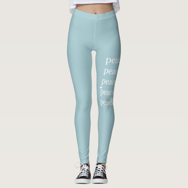 Leggings Cita inspiradora de Paz Azul Blanco (Anverso)