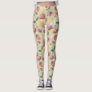 Leggings Cítrico Dorado y Fresas Rojas Botánico