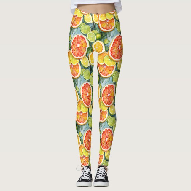 Leggings Cítricos de pomelo, lémones, extremidades y Naranj (Anverso)