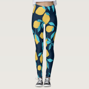 Leggings Citro simple: limones en azul.