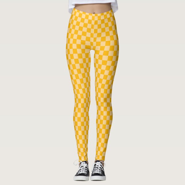 Leggings Citrus cream checkered board pattern (Anverso)