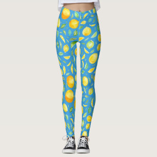 Leggings Citrus De Guay En Patrón De Acuarela Turquesa