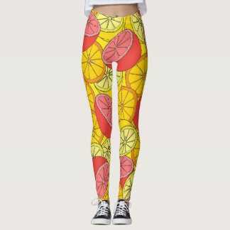 Leggings Citrus Frutos Patrón Brillante Sin Marea