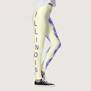 Leggings Citrus Illinois Flores Estatales Flores Azules Pie