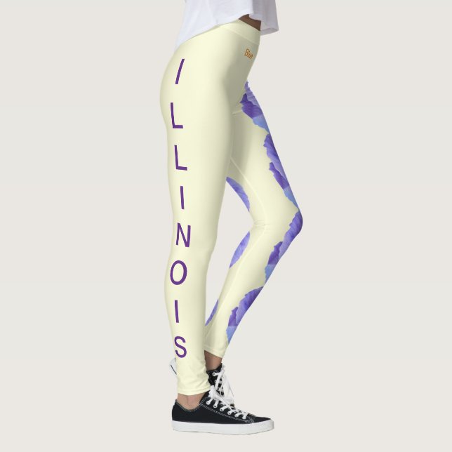 Leggings Citrus Illinois Flores Estatales Flores Azules Pie (Derecha)