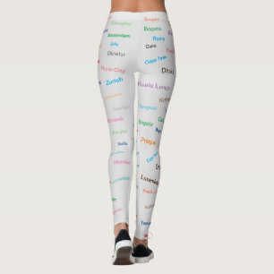 Leggings Ciudad gráfica del mundo en gris claro
