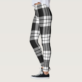 Leggings Clan escocés MacFarlane Mujer Tartán blanco y negr