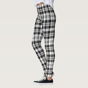 Leggings Clan escocés Scott Black White Tartán moderno