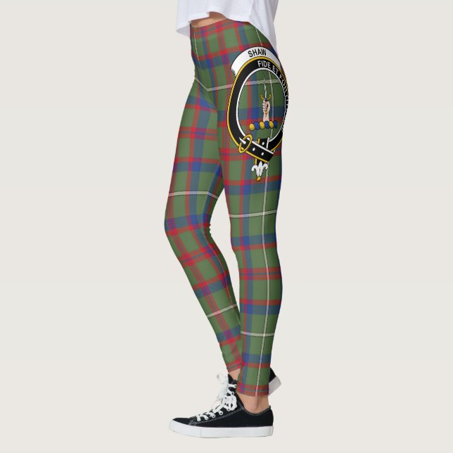 Leggings Clan escocés Shaw Green Escudo Moderna Tartán Muje (Izquierda)