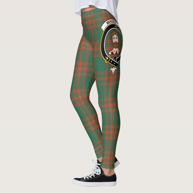 Leggings Clan Menzies Escudo Verde Anciano Tartán (Izquierda)