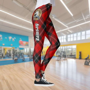 Leggings Clan Ramsay Escudo sobre Tartán Rojo