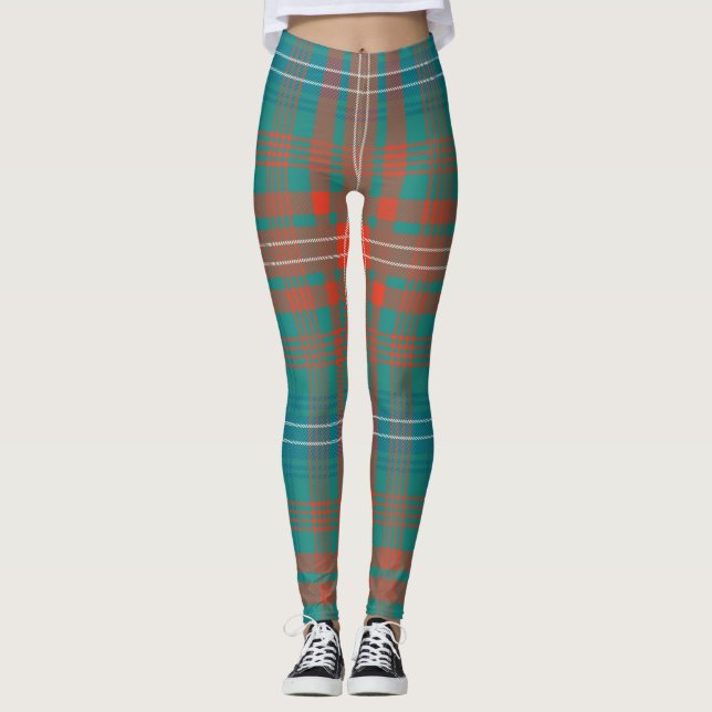 Leggings Clan Wilson Tartan Green Blue Plaid (Anverso)