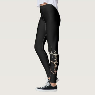 Leggings Clase de elegante tipografía graduada de oro negro