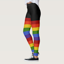 Leggings Clásicas rayas arcoiris negro