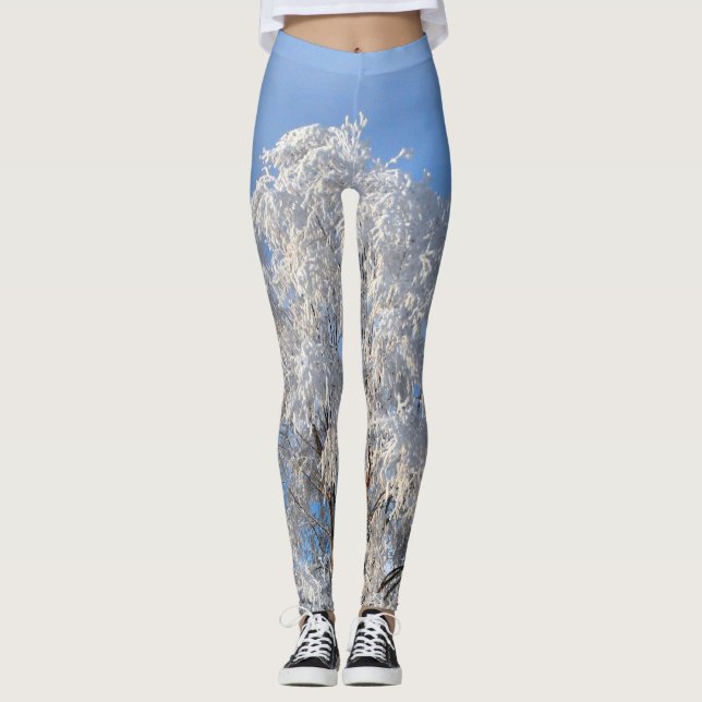 Leggings Clásico árbol de escarcha de invierno y bifurcació (Anverso)